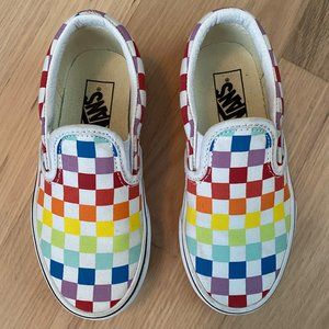 Vans Classic Slip On Rainbow Checkerboard Sneakers Toddler